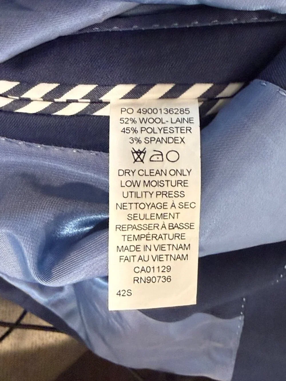 Penguin Slim Fit Navy Suit Jacket 42 Short Stretch Wool Blend With Tags